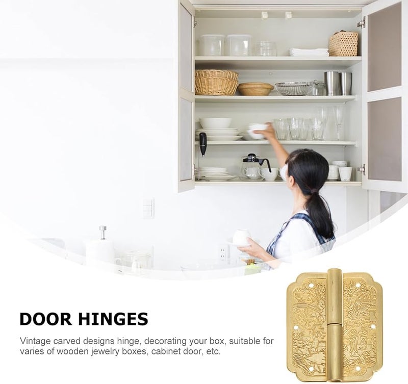 Antique Brass Cabinet Door Hinges 6x5 Cm Vintage Decorative Hinges For Wooden Box Wine Case Furniture - Image 5